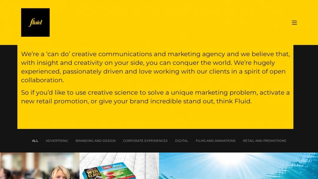 Screenshot of Fluid Agency's Website