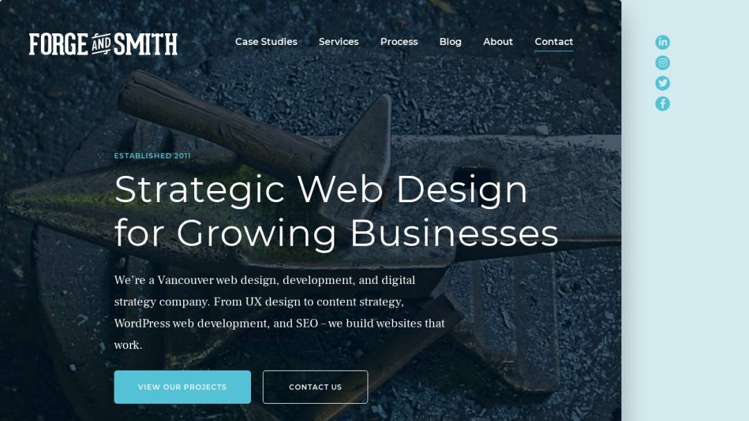 Screenshot of Forge and Smith's Website