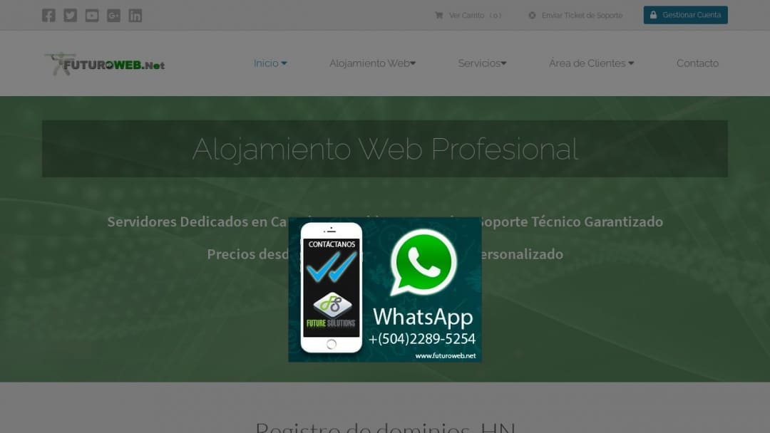 Screenshot of FuturoWeb Honduras's Website