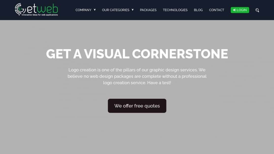 Screenshot of Get Web, Inc.'s Website