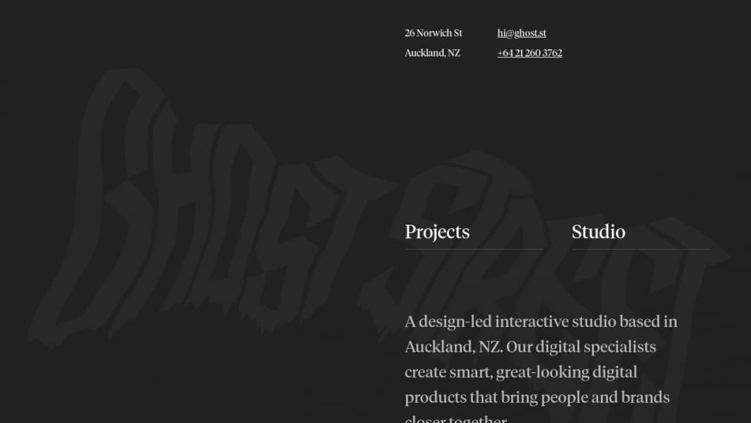 Screenshot of Ghost Street's Website