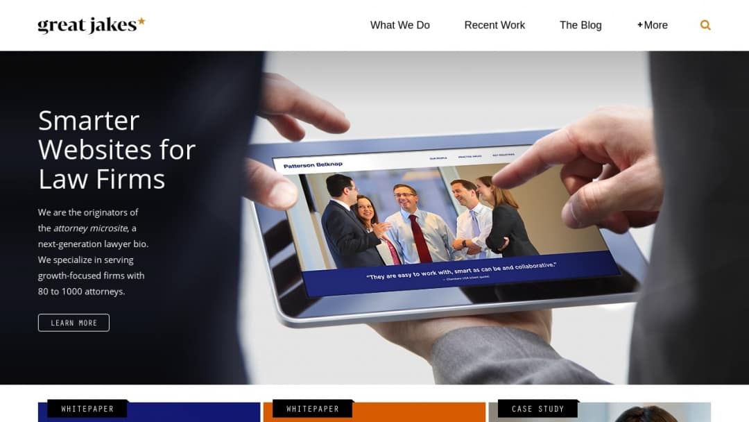 Screenshot of Great Jakes Marketing Company's Website