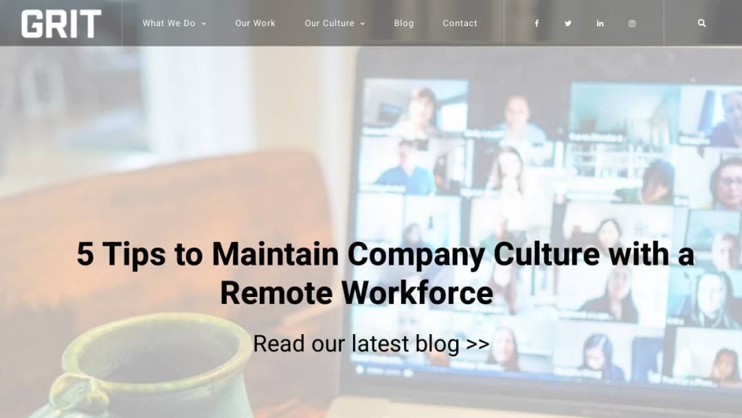 Screenshot of Grit Marketing Group's Website