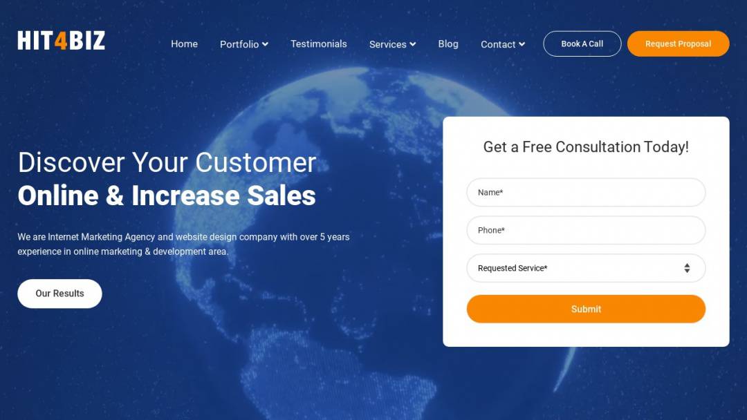 Screenshot of Hit4Biz's Website