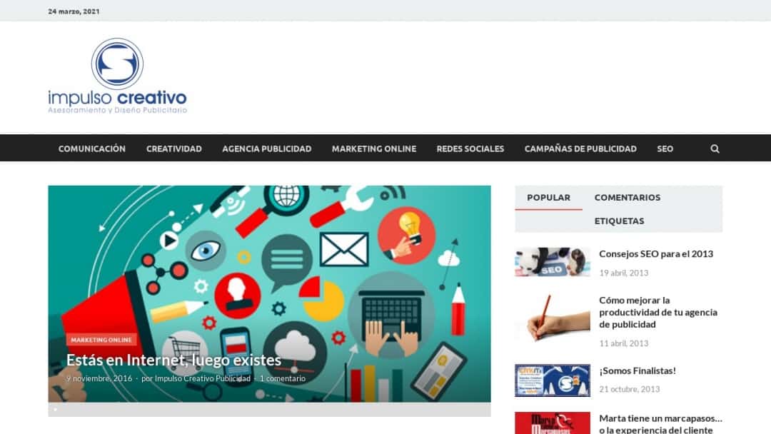 Screenshot of Impulso Creativo's Website