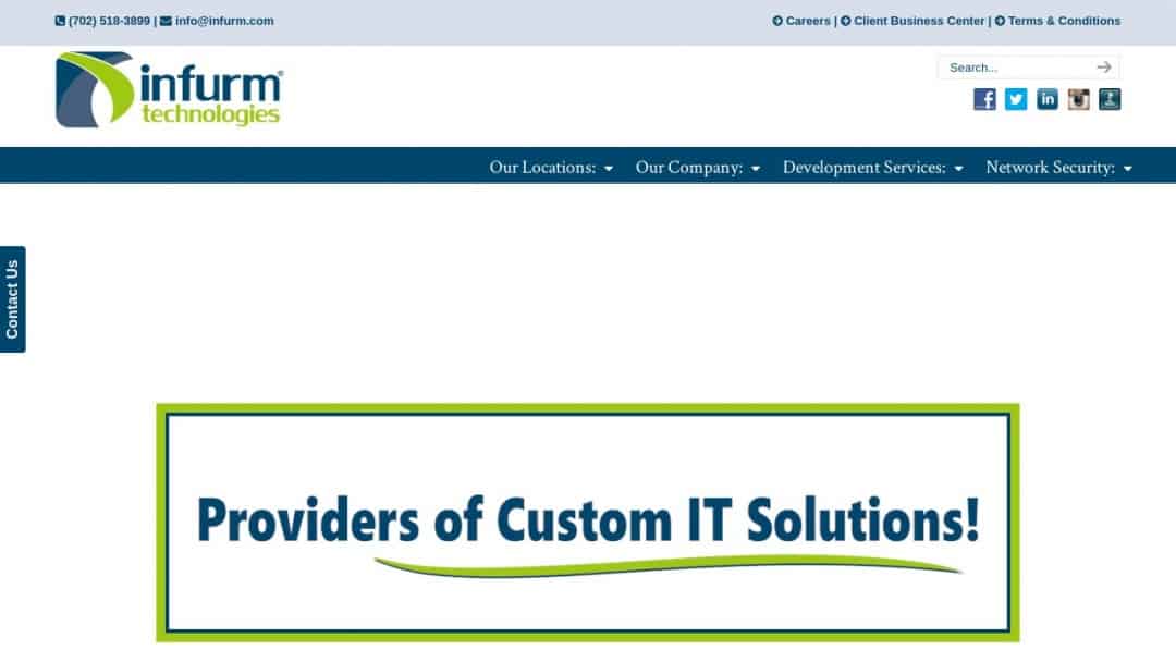 Screenshot of Infurm Technologies LLC's Website