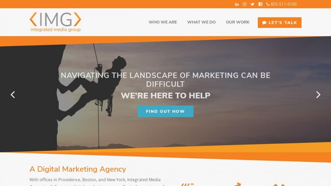 Screenshot of Integrated Media Group's Website