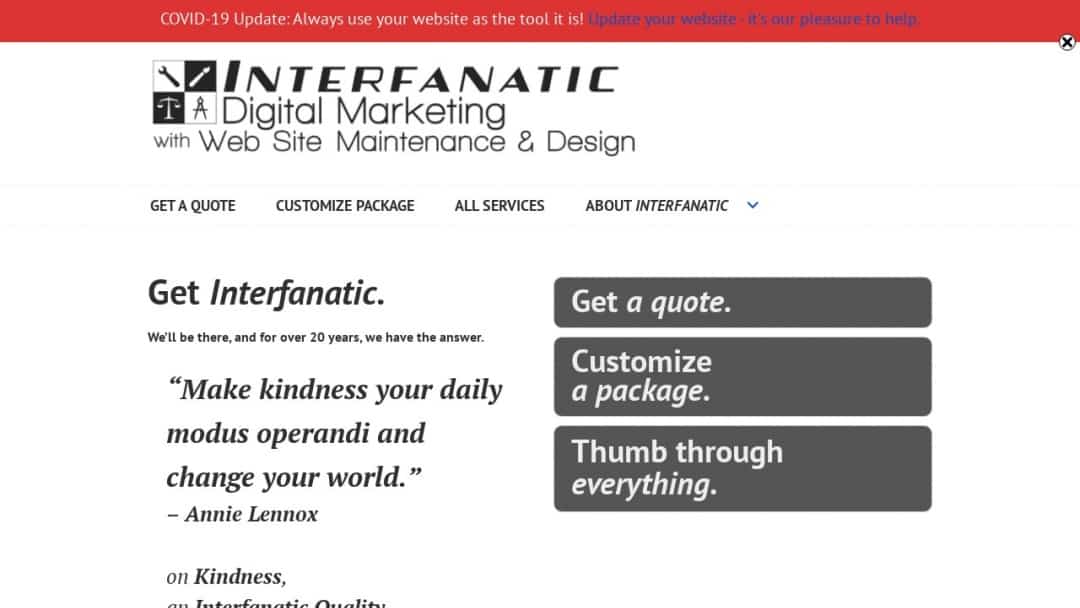 Screenshot of Interfanatic Digital Marketing with Web Site's Website