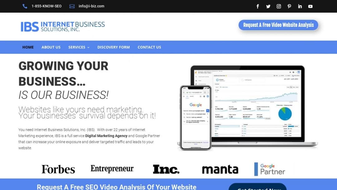 Screenshot of Internet Business Solutions, Inc.'s Website