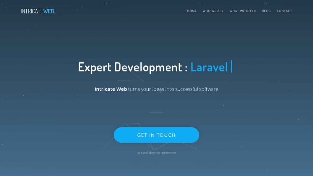 Screenshot of Intricate Web's Website