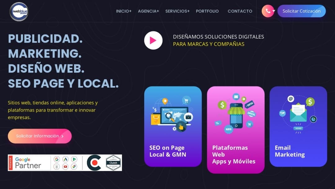 Screenshot of iWebblue DMA&T's Website