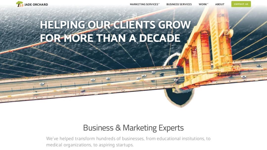 Screenshot of Jade Orchard's Website