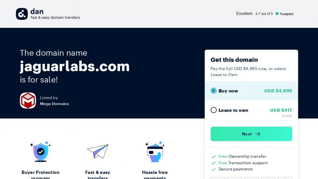 Screenshot of Jaguar Labs's Website