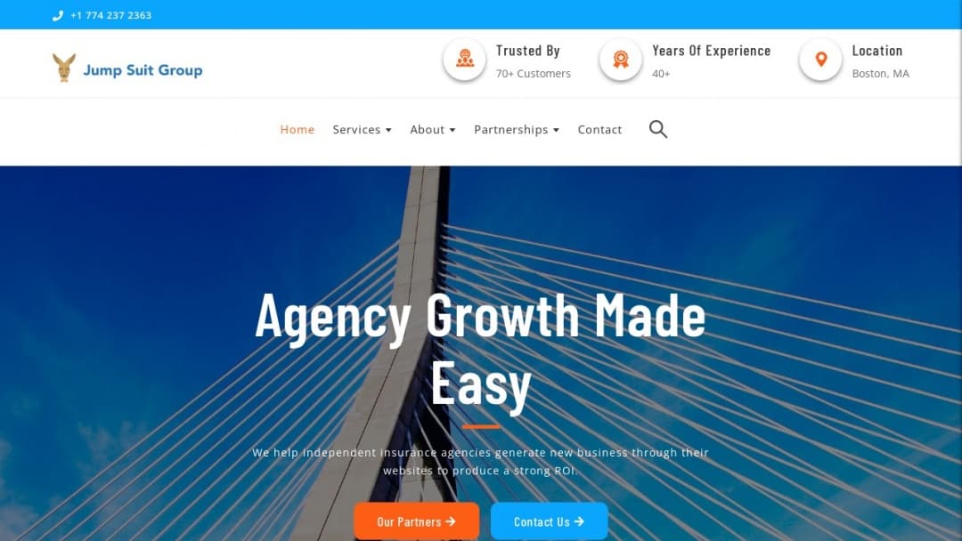 Screenshot of Jump Suit Group's Website