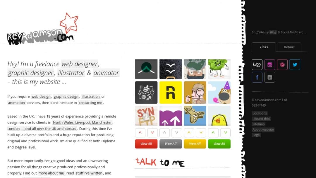 Screenshot of KevAdamson.com Ltd's Website