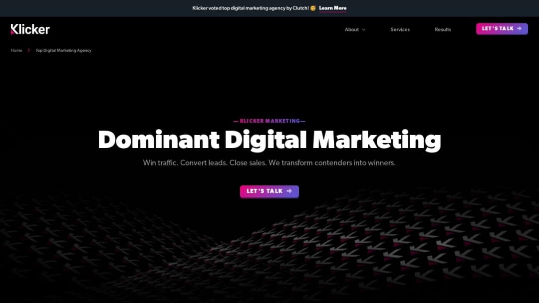 Screenshot of Klicker's Website