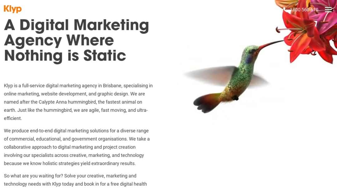 Screenshot of Klyp's Website