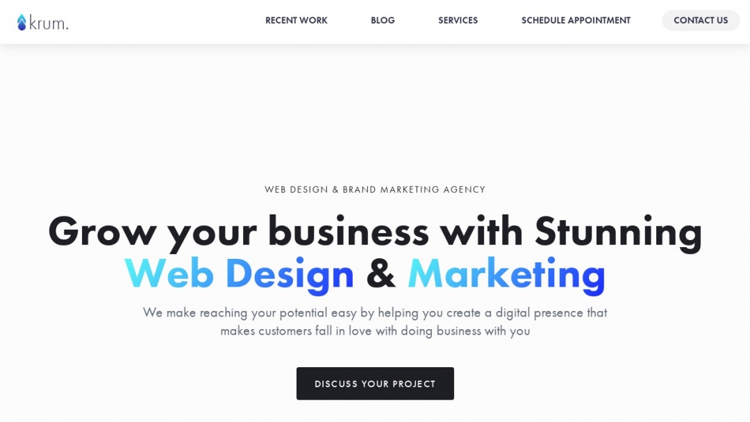 Screenshot of Krum. Marketing's Website