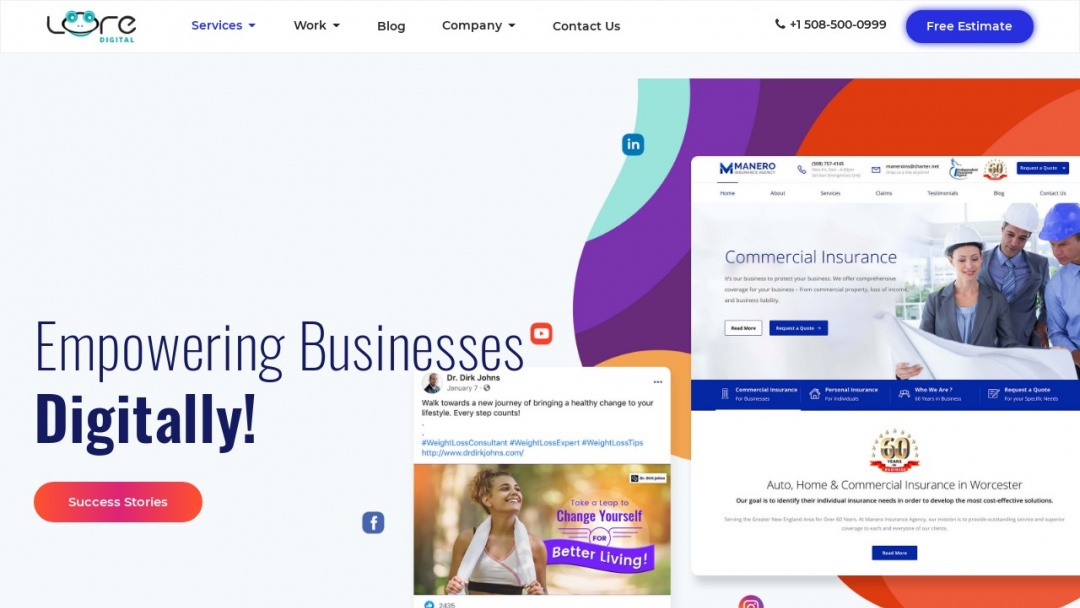 Screenshot of Lore Digital Marketing's Website