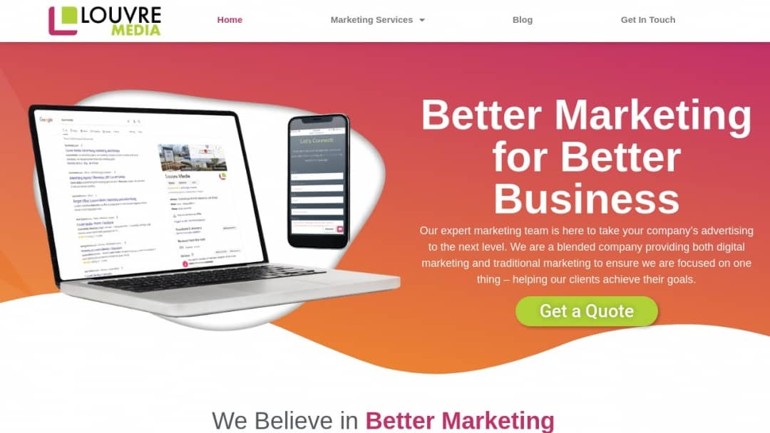 Screenshot of Louvre Media's Website