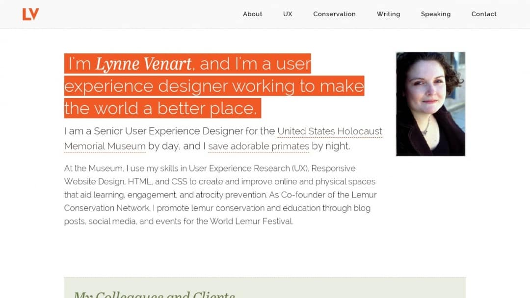 Screenshot of Lynne Venart's Website