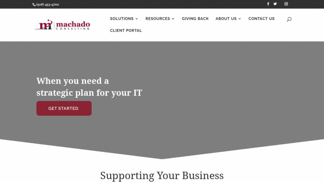 Screenshot of Machado Consulting, Inc.'s Website
