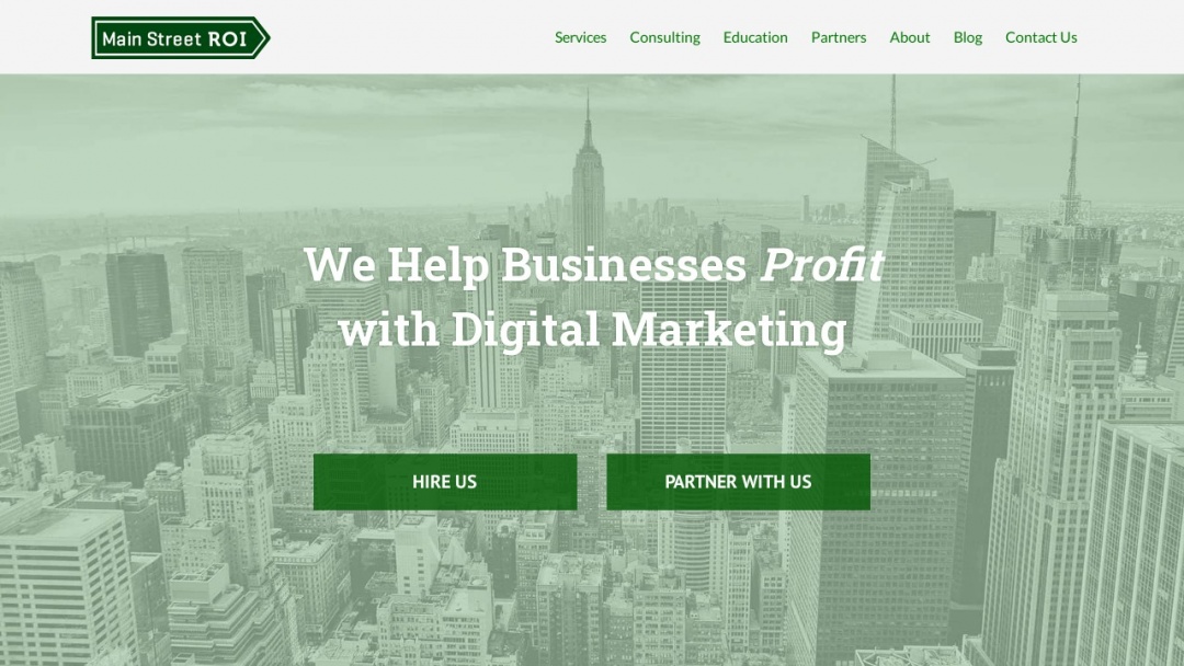 Screenshot of Main Street ROI's Website