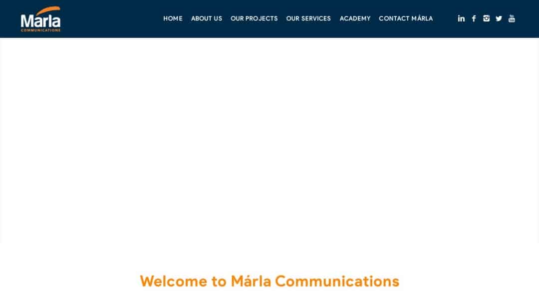 Screenshot of Márla Communications's Website
