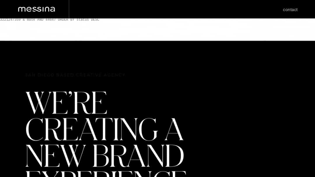 Screenshot of Messina's Website