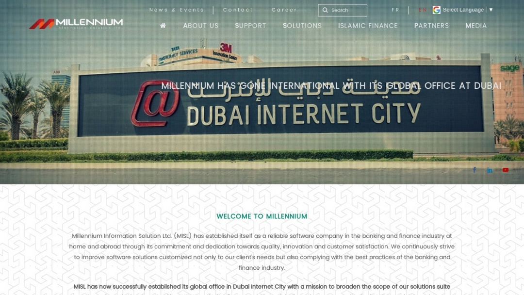 Screenshot of Millennium Information Solution Ltd.'s Website