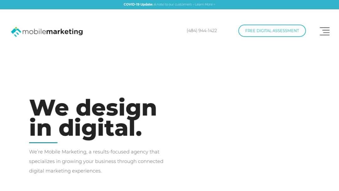 Screenshot of Mobile Marketing, LLC's Website