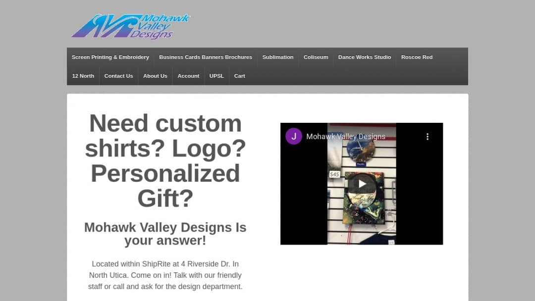 Screenshot of Mohawk Valley Designs's Website