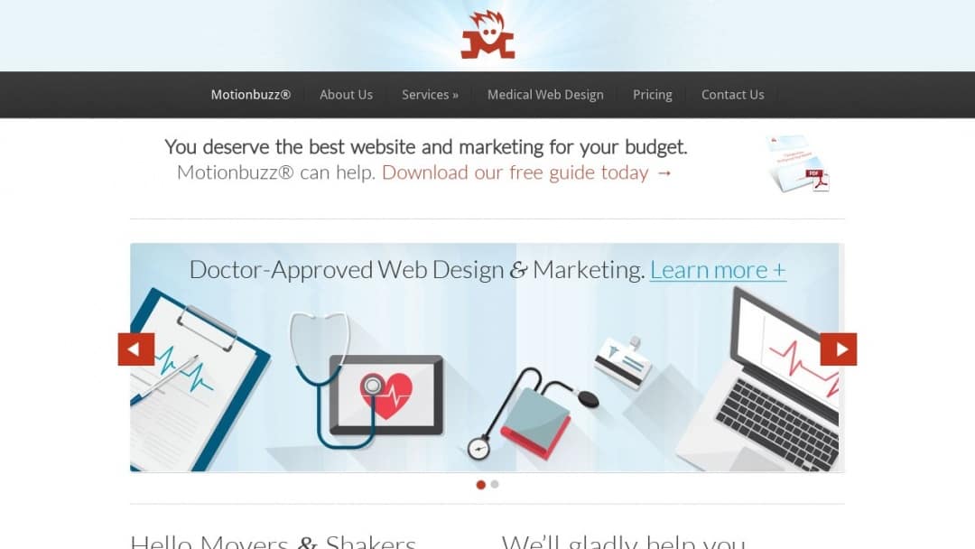 Screenshot of Motionbuzz Multimedia, Inc.'s Website