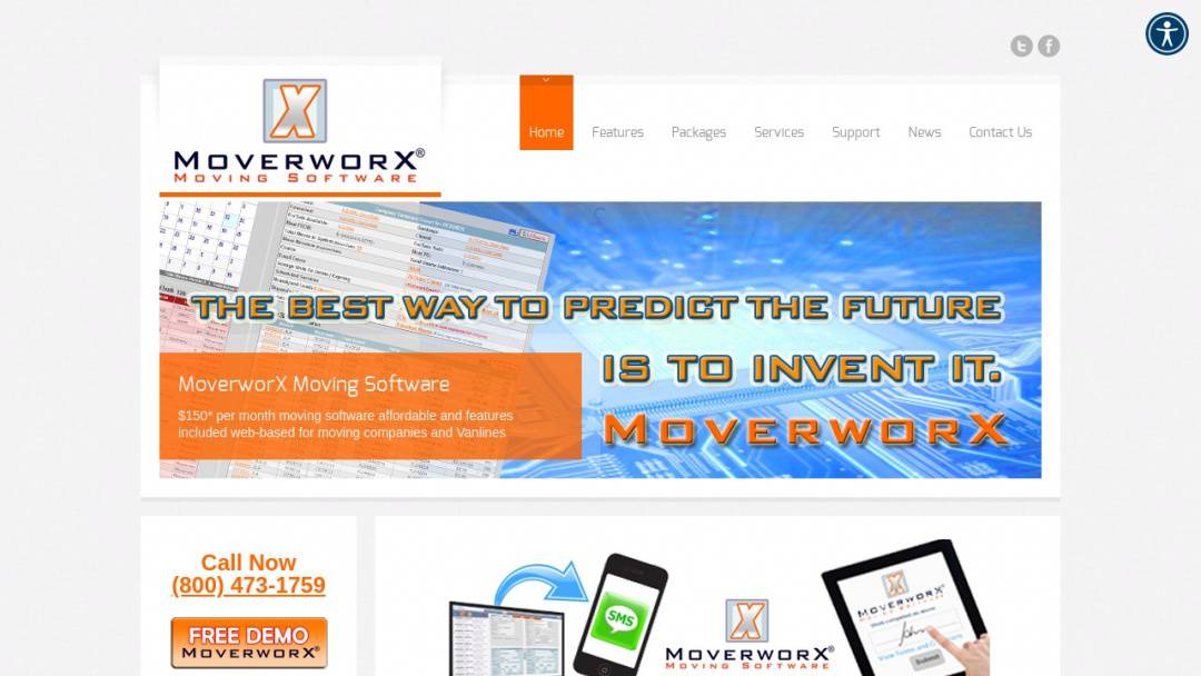 Screenshot of MoverworX Moving Software's Website
