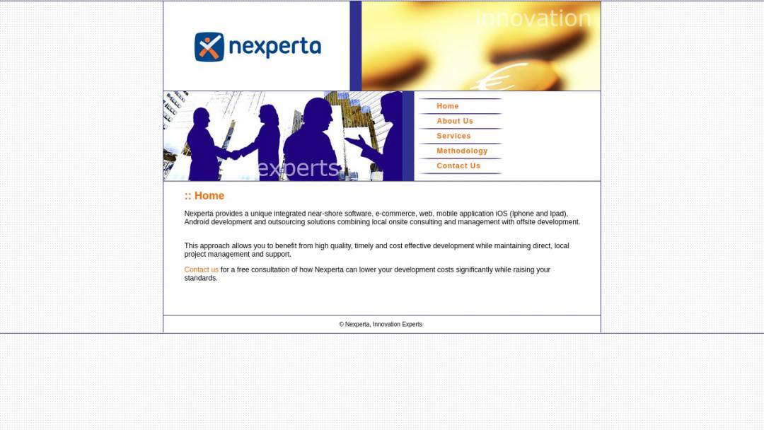 Screenshot of Nexperta's Website