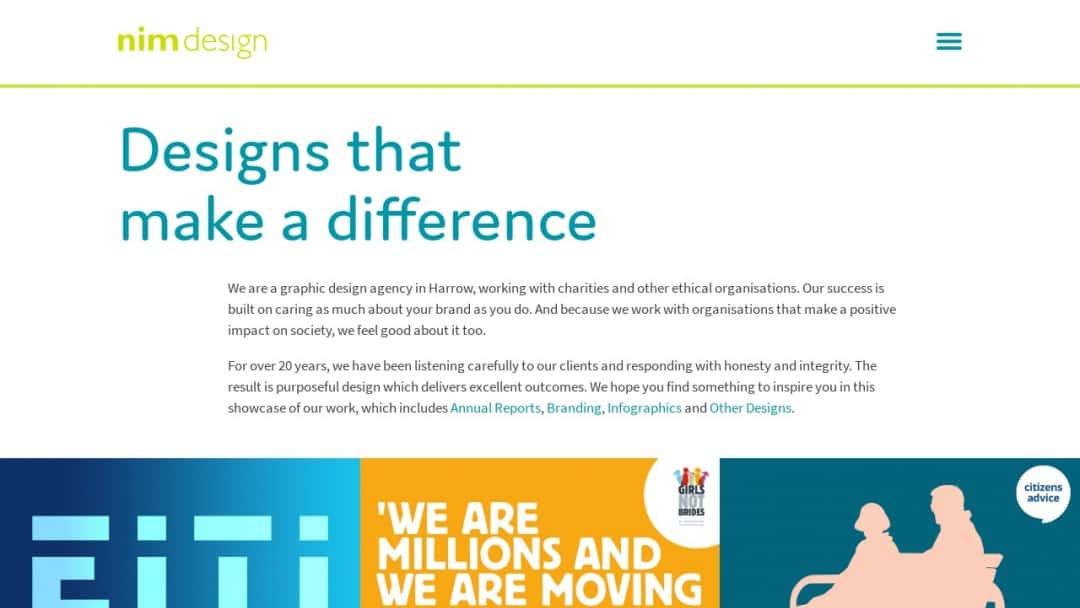 Screenshot of nim design's Website