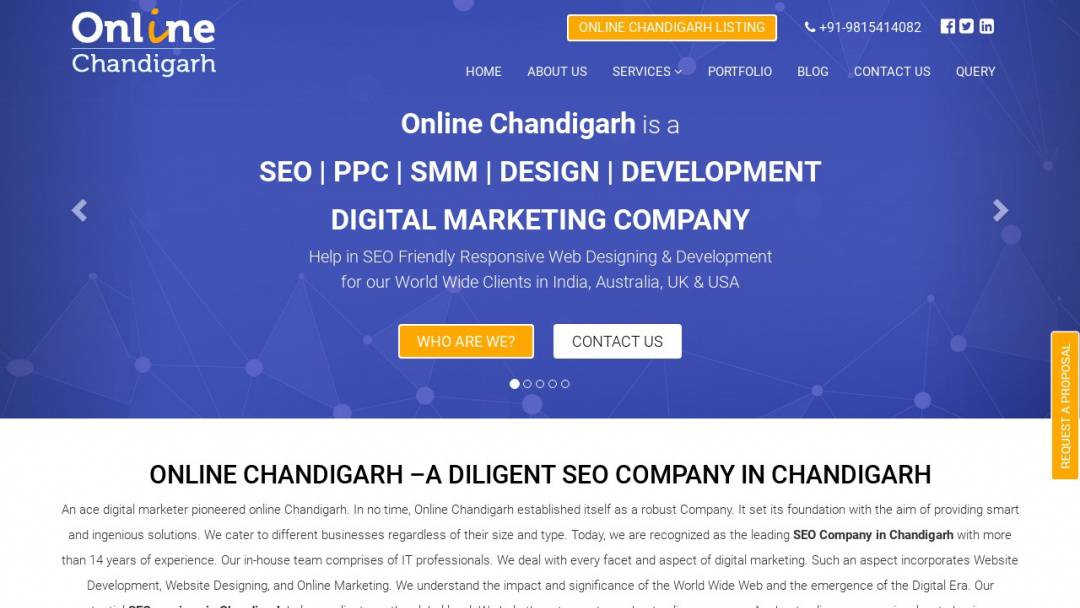 Screenshot of Online Chandigarh's Website