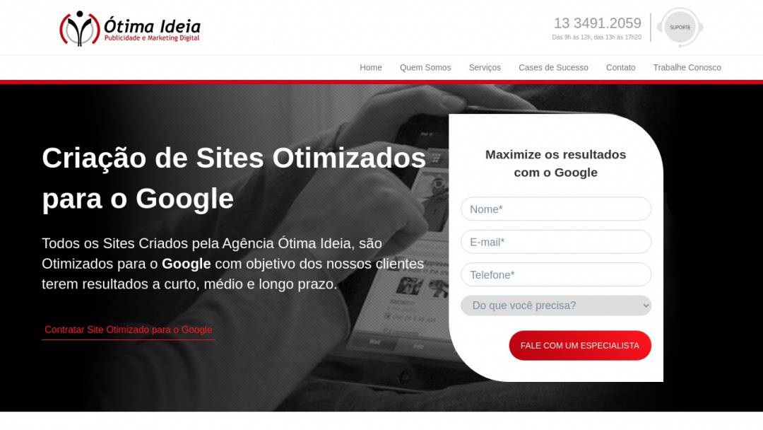 Screenshot of Ótima Ideia's Website