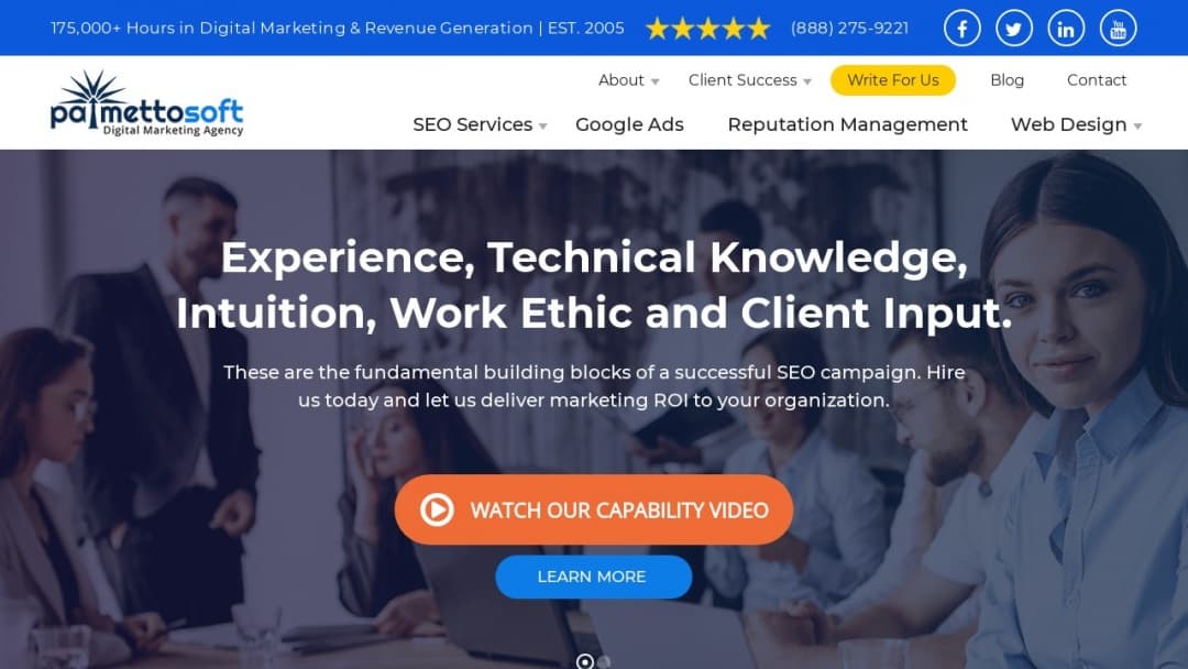 Screenshot of PalmettoSoft's Website