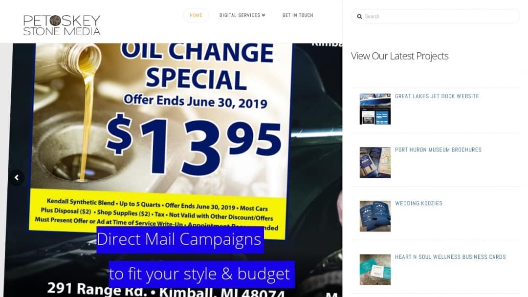 Screenshot of Petoskey Stone Media Inc.'s Website