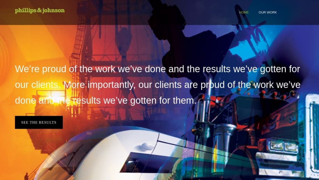 Screenshot of Phillips and Johnson Advertising Agency's Website