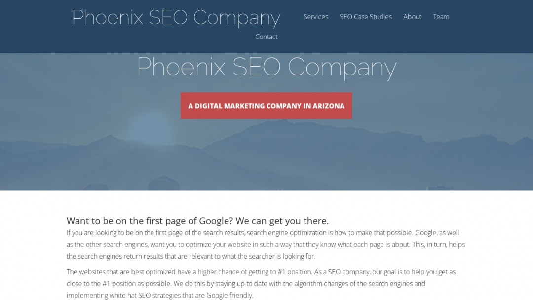 Screenshot of Phoenix SEO Company's Website
