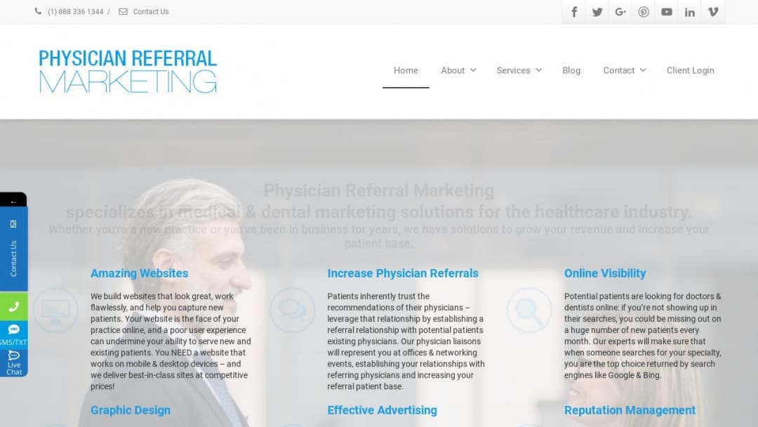 Screenshot of Physician Referral Marketing's Website
