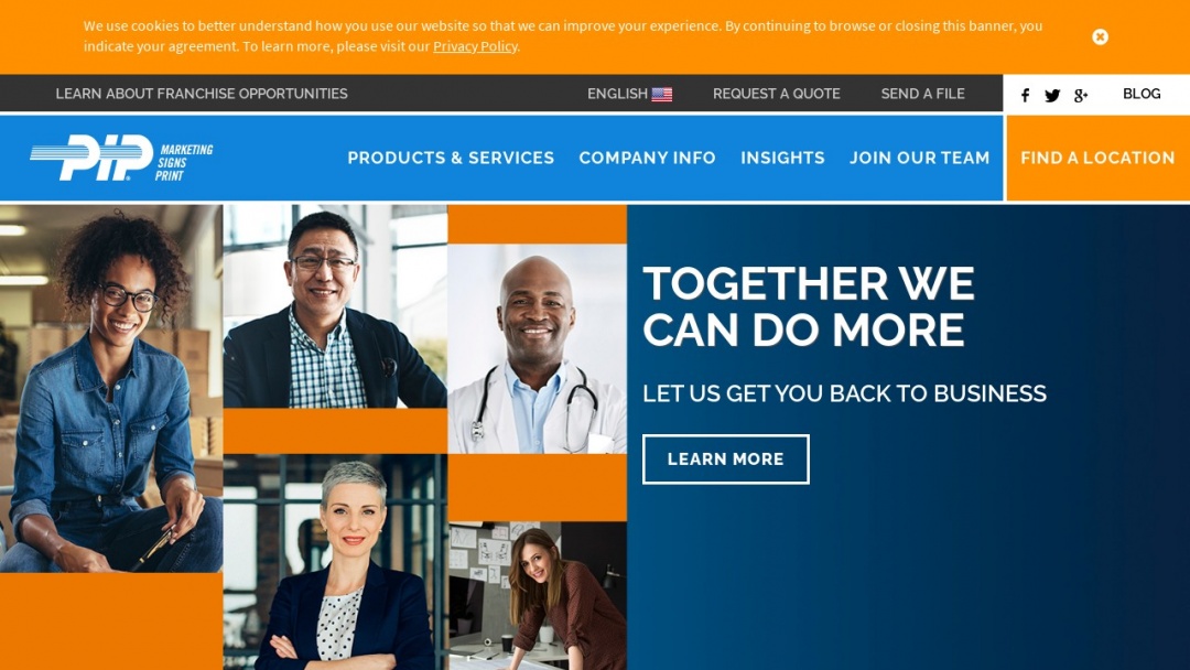 Screenshot of PIP Printing and Marketing Services's Website