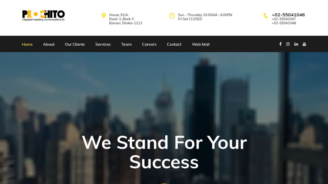 Screenshot of Prochito IMC Limited's Website