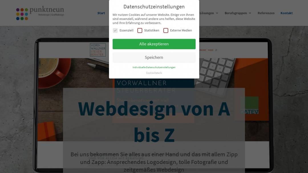 Screenshot of punktneun graphic design's Website