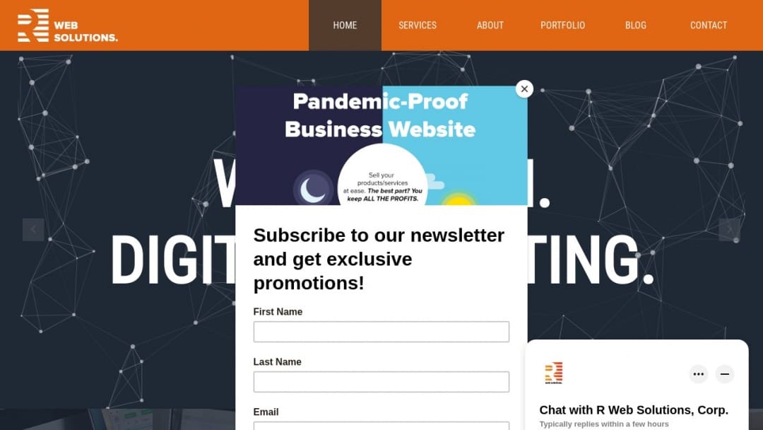 Screenshot of R Web Solutions Corp.'s Website