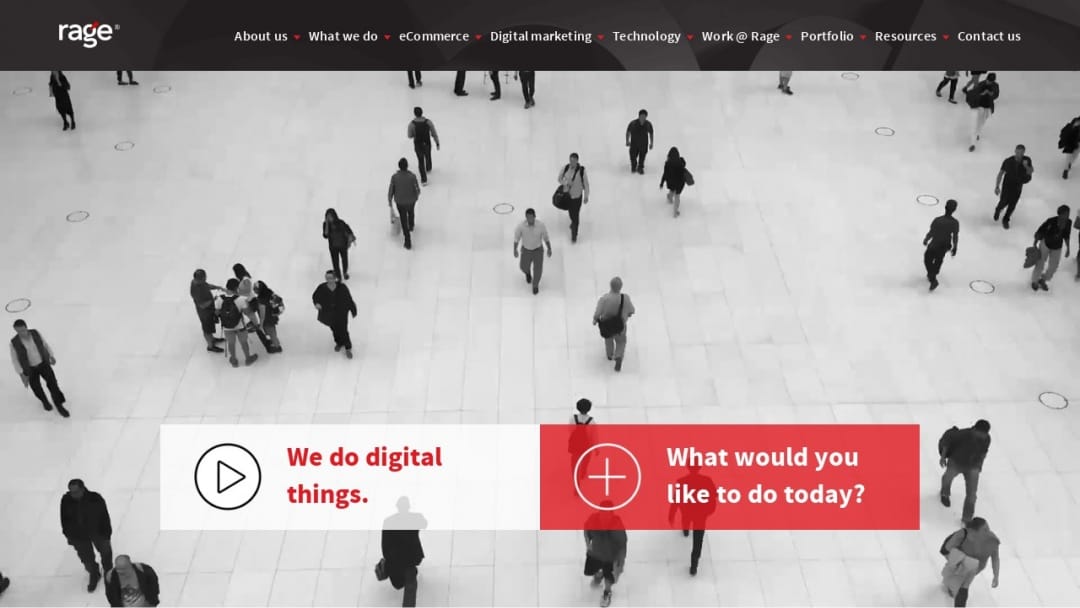 Screenshot of Rage Communications's Website