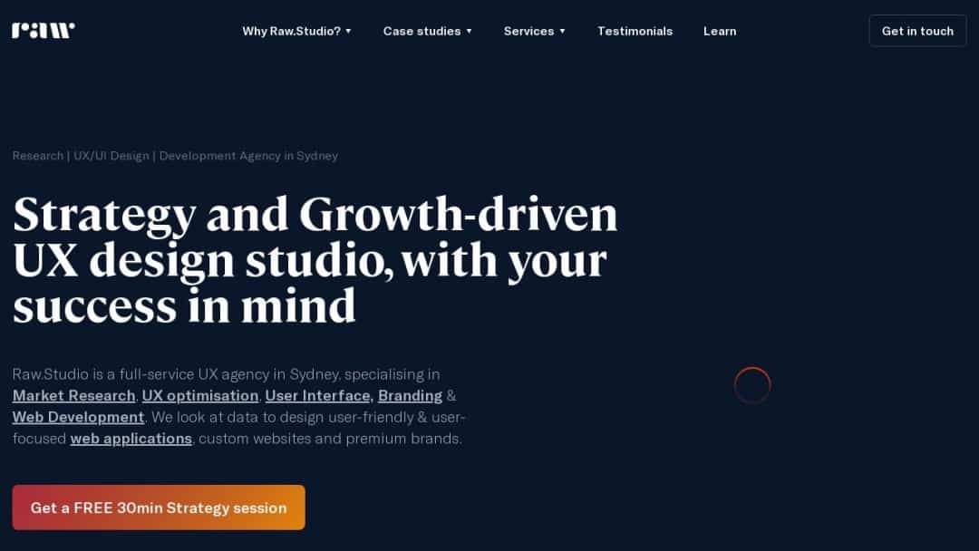 Screenshot of Raw.Studio's Website