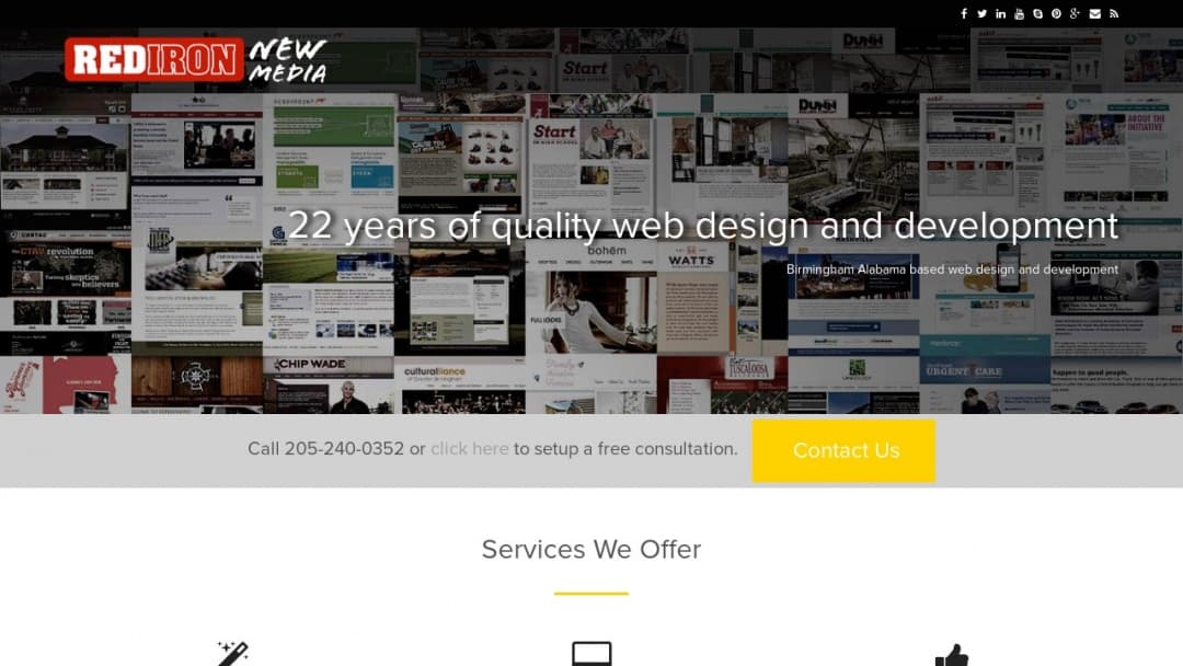 Screenshot of Rediron New Media's Website
